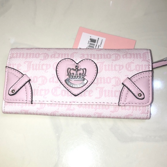 Juicy Couture Chiffon Pink Her Majesty Single Gusset Flap Clutch Wallet NWT - Picture 15 of 16